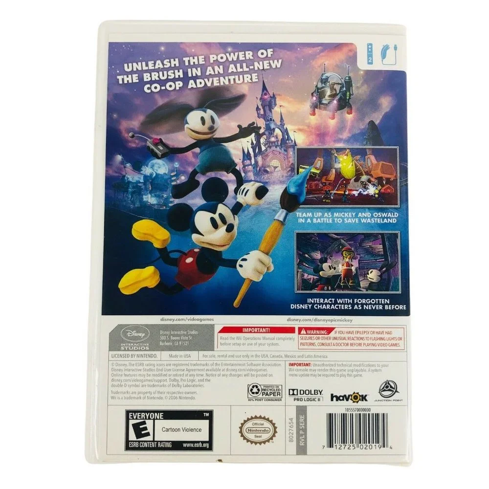 Disney Epic Mickey 2 The Power Of 2 Nintendo WII Complete Manual‎ Manual Disc